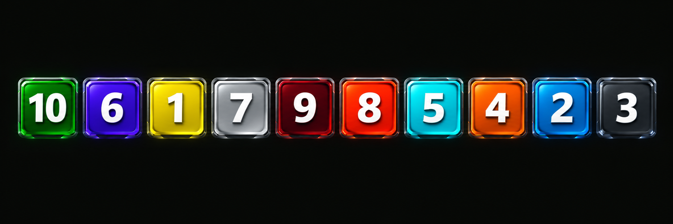 赛车编号依次为:10、6、1、7、9、8、5、4、2、3